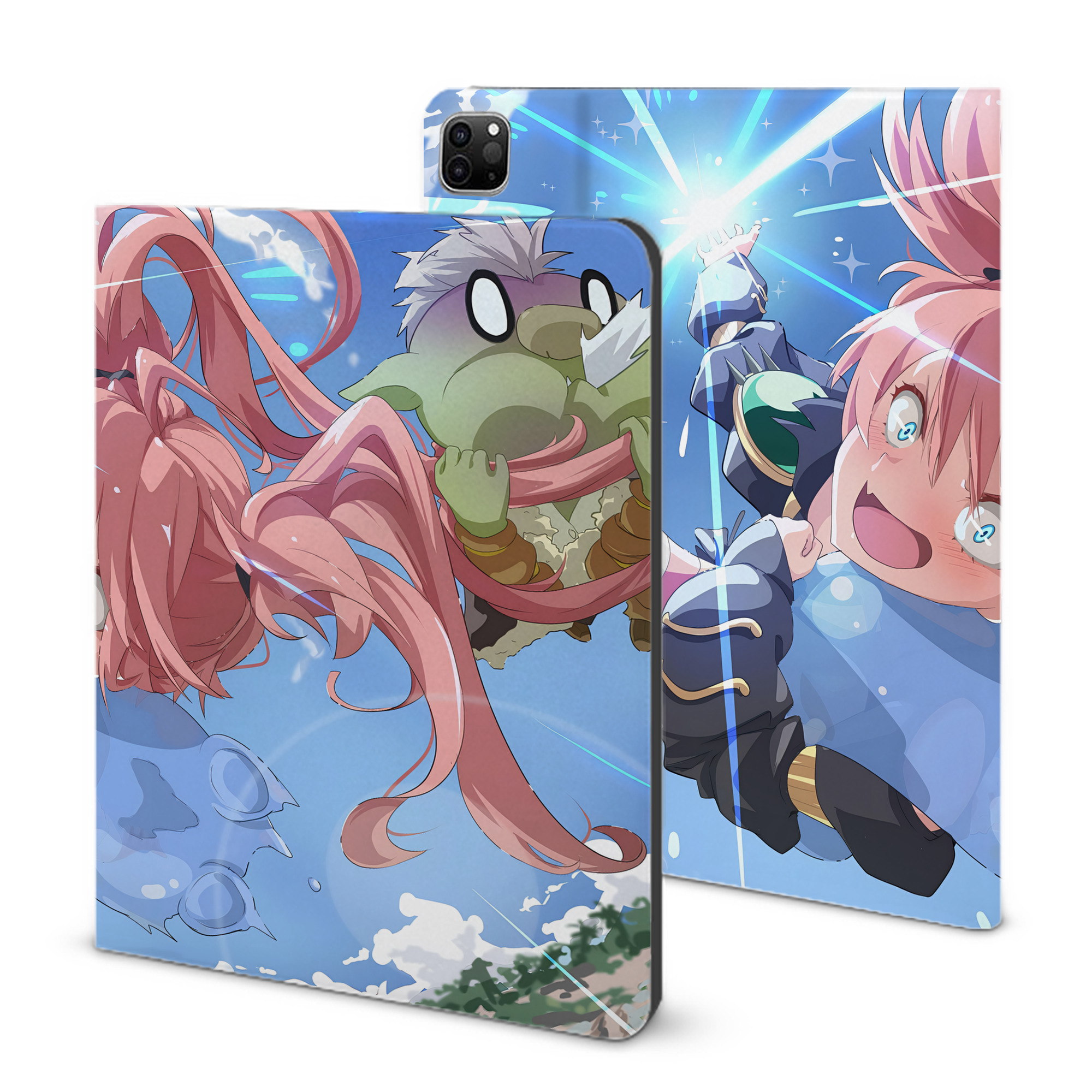 （画像用） 転スラ Regarding Reincarnated to Slime IPad ケース ブック型 PUレザー TPU 耐衝撃 軽量 薄型 ペン収納なし 全面保護 IPad 各モデル対応